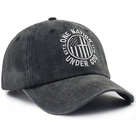 One Nation Under God Baseball Cap For Women Men, Adjustable Embroidered Wash Cotton Baseball Cap
