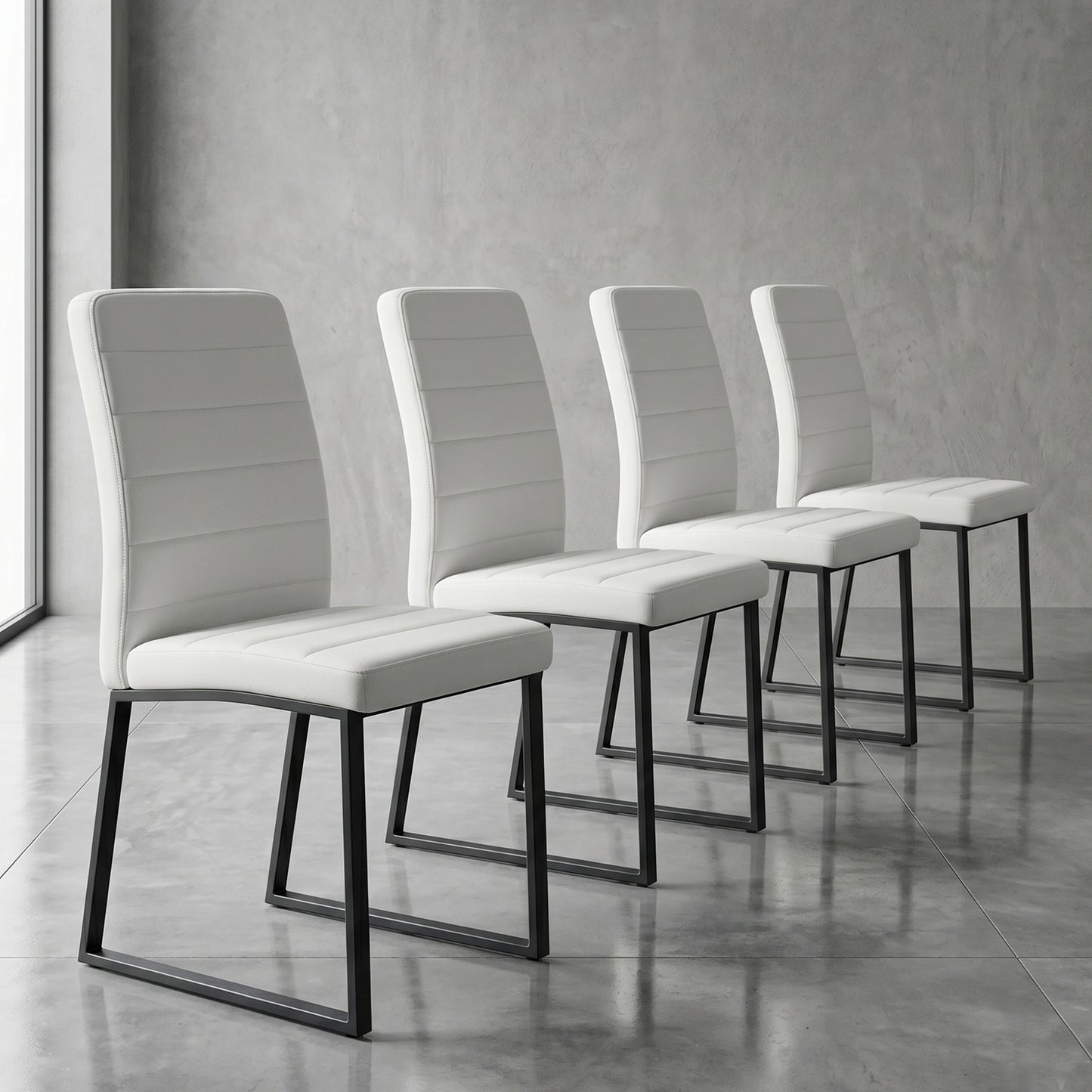 4-Pack - Premium PU Office Dining Chairs With High-density Foam, Sturdy Iron Legs  Spray Paint , Multiple Colors. Easy Assembly