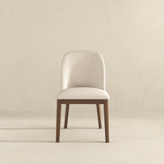 Mid-Century Modern Kaitlyn Beige Linen Dining Chair With Solid Wood Legs, 34.3  H X 19.3  W X 23  D Set Of 2