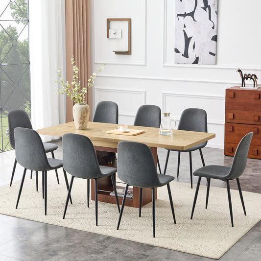 Scalable Dining Table And Chair Set, 59-71 Inch Pull-out Table, 8-piece Set Of Dark Gray Linen-Cotton Material Chairs, Modern Light Luxury Restaurant Furniture.Suitable For Restaurants, Kitchens, Etc.