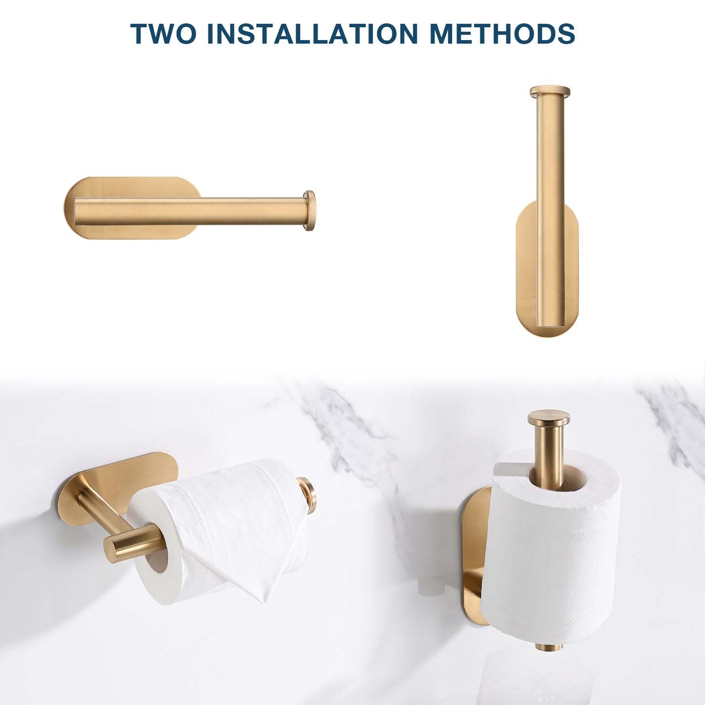Toilet Paper Holder Self Adhesive, Stainless Steel Rustproof Adhesive Toilet Roll Holder No Drilling