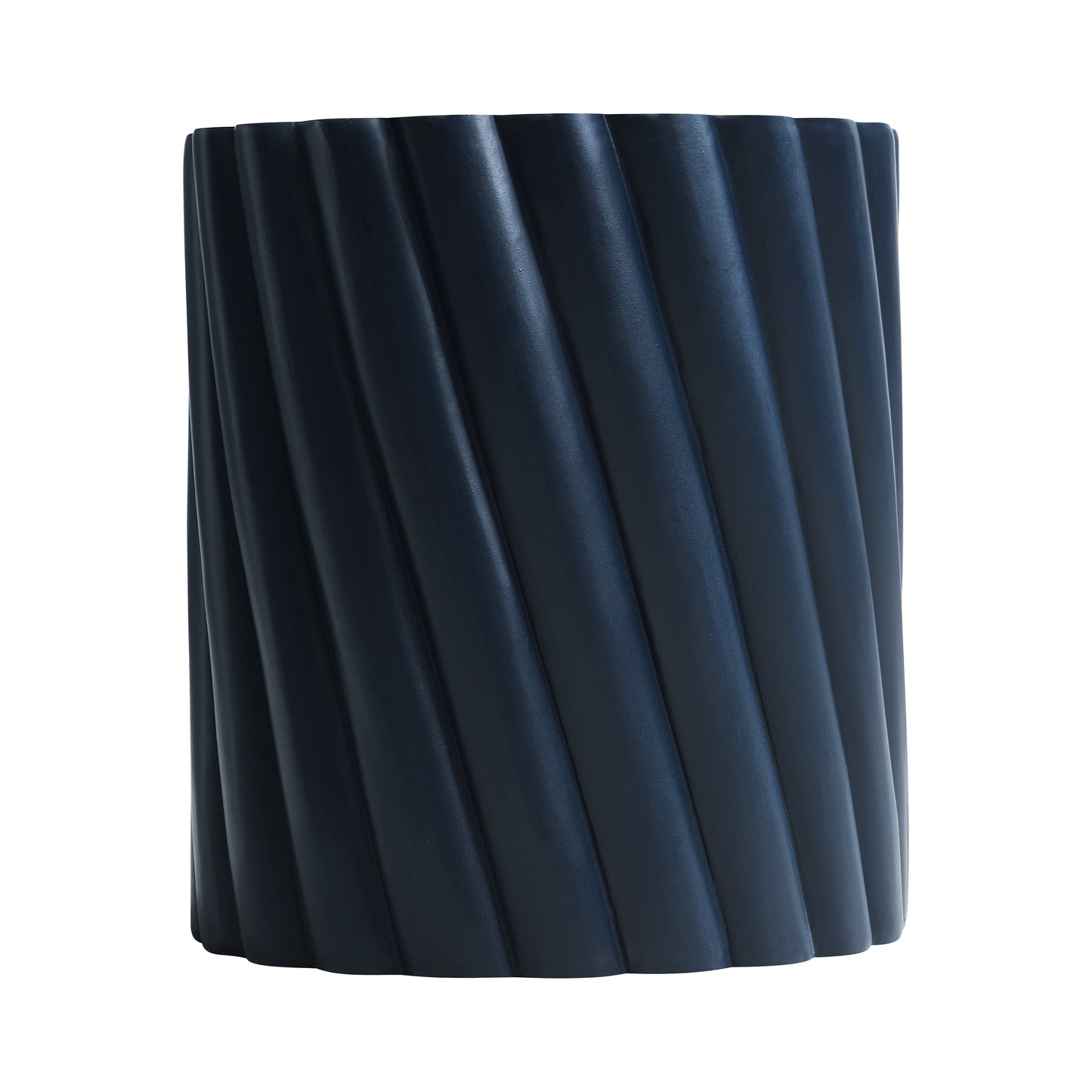 Modern Navy Blue Outdoor Table With Fluted Design - 16.02  Diameter, 18.31  H, MGO Material, 250 Lbs Capacity, Assembly-Free Accent Table Or Seat For Patio, Garden, Or Balcony