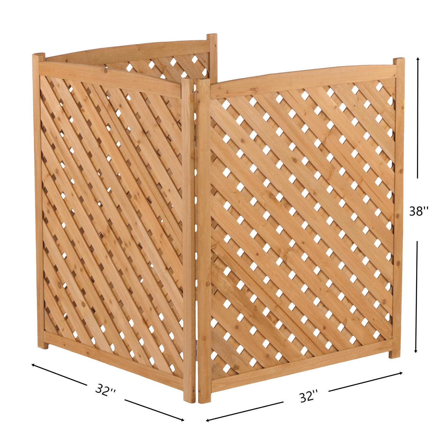3-Panel Outdoor Air Conditioner Fence Screen, Outside Wood Privacy Fence, 32  W X 38  H