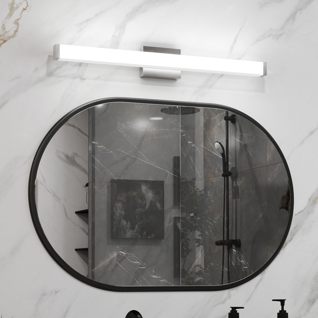 Bathroom Vanity Light Brushed Nickel Square LED 33inch 18W 6000K Cool White Light Wall Bar Lighting Fixtures Over Mirror