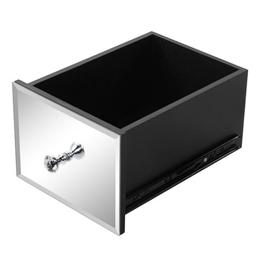 Mirror Bedside Table - Three Drawers, Silver Color