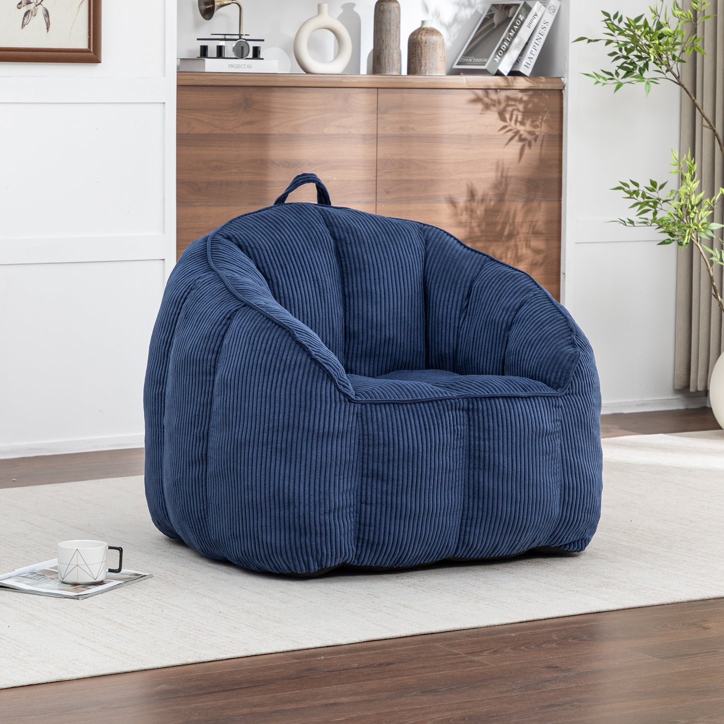 Giant Bean Bag Chair Sofa For Adults Teens, Comfy Corduroy Large Bean Bag Chairs With Armrests For Bedroom Living Room,  BeanBag Lazy Sofa Couch Chairs With Filler Included