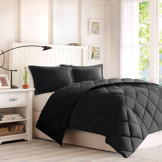 Full Queen 3  Scotchgard Diamond Quilting Reversible Down   Comforter Set