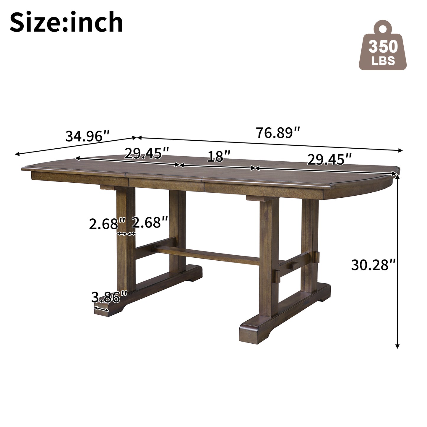 59 -77  Extendable Dining Table, Farmhouse Wooden Kitchen Table With Removable Leaf, Large Expanding Table For 4-8  Brown