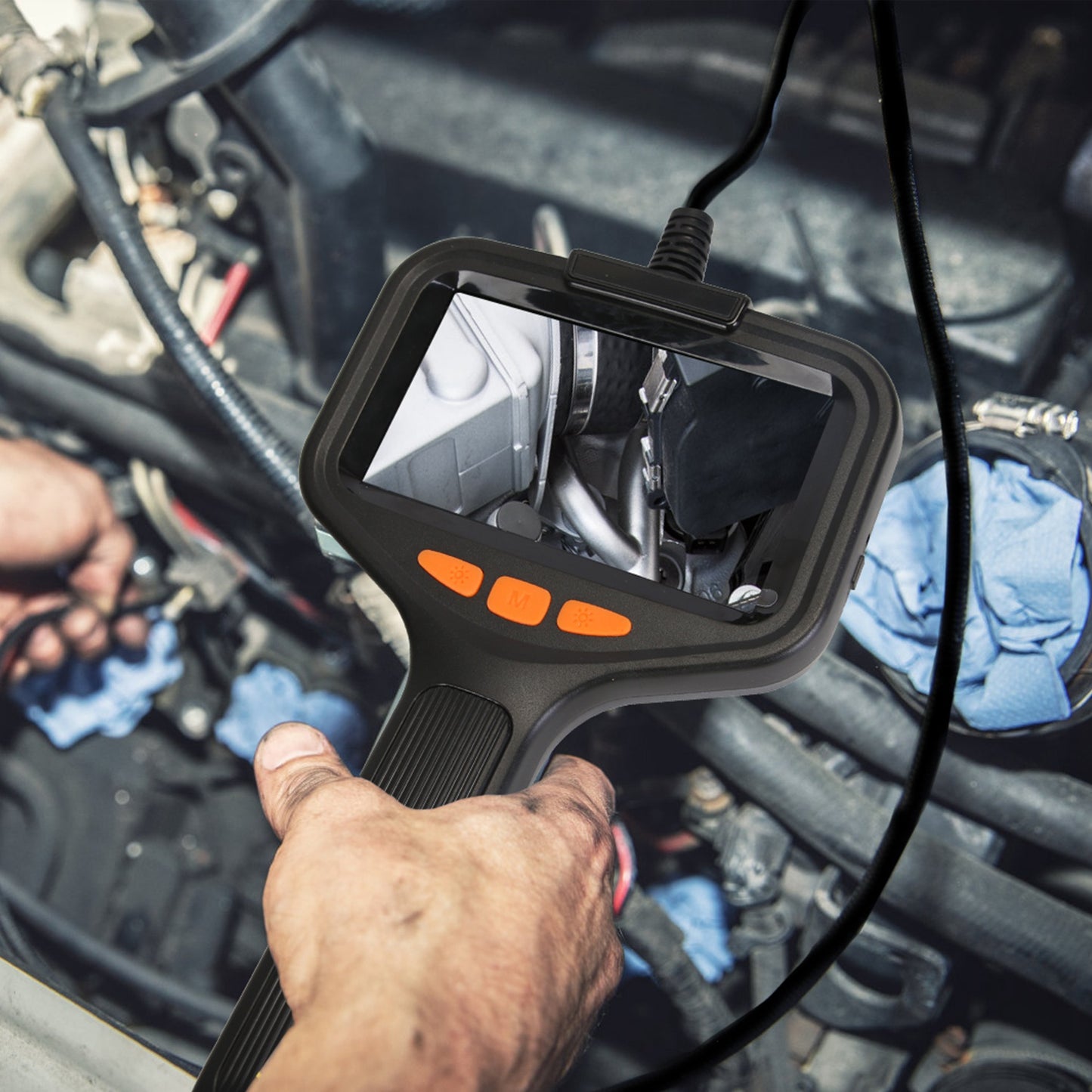 1Pc 4.3in Inspection Camera With Light Articulating Borescope Endoscope Camera With 16.4FT Wire 2 Modes 3 Adjustable Brightness IP67 Waterproof For Plumbing Automative Inside Wall