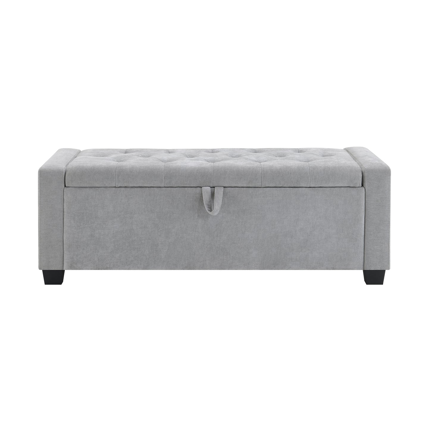 48  Ottoman With Storage, Storage Ottoman Bench With Safety Hinge, Upholstered Entryway Bench With Seating For Bedroom, Living Room, Hold Up To 350 Lb, Light Grey