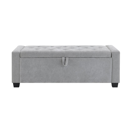 48  Ottoman With Storage, Storage Ottoman Bench With Safety Hinge, Upholstered Entryway Bench With Seating For Bedroom, Living Room, Hold Up To 350 Lb, Light Grey