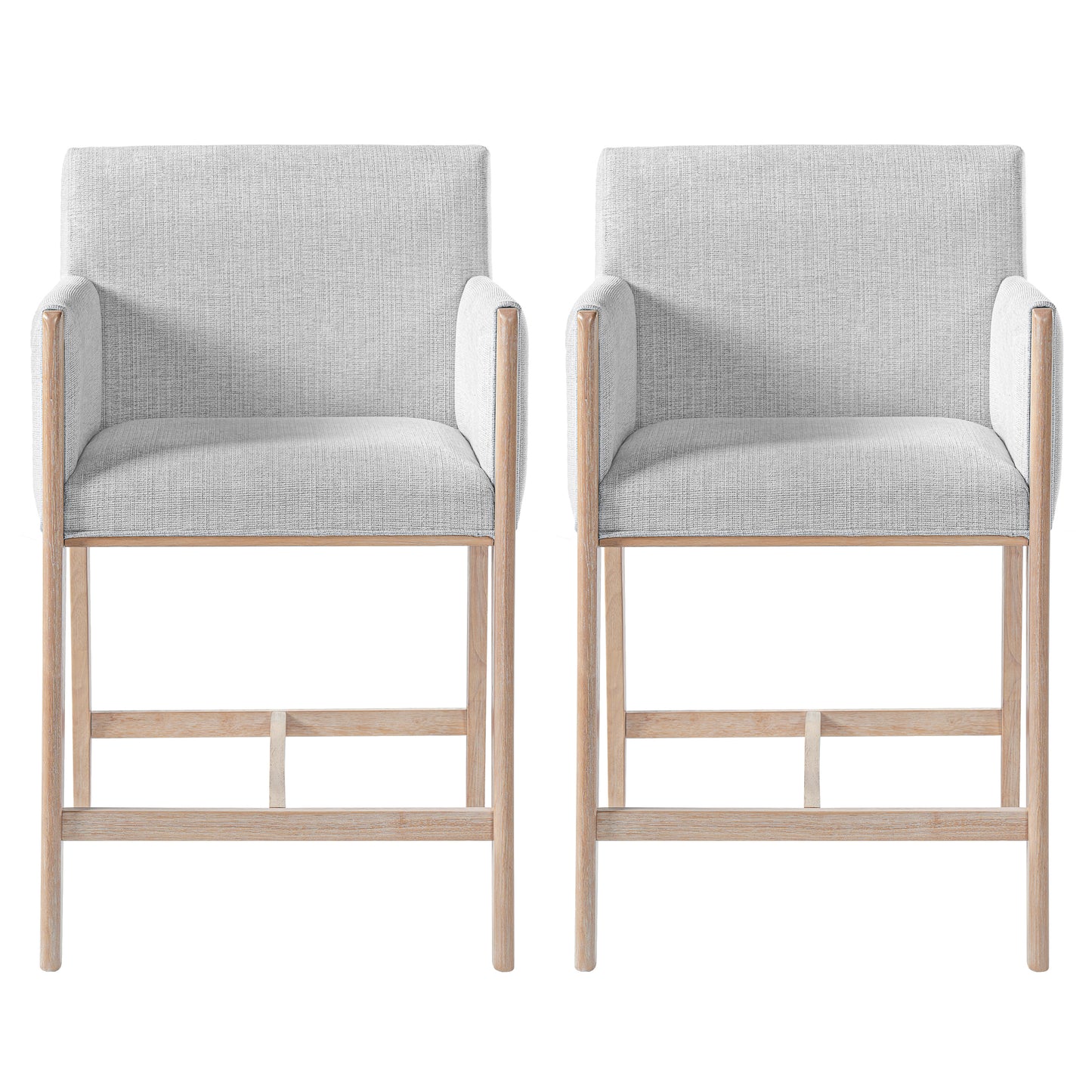 24 Seat Height Upholstered Counter Stools With Arms For Kitchen Island Dining Room, Set Of 2