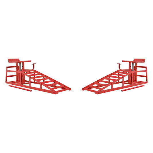 Auto Car Truck Service Ramps Lifts With Pedal, Garage Car Lift Hydraulic Ramps 5 Ton,Automotive Hydraulic Lift Repair Frame Lift  2 Pack  Red Color