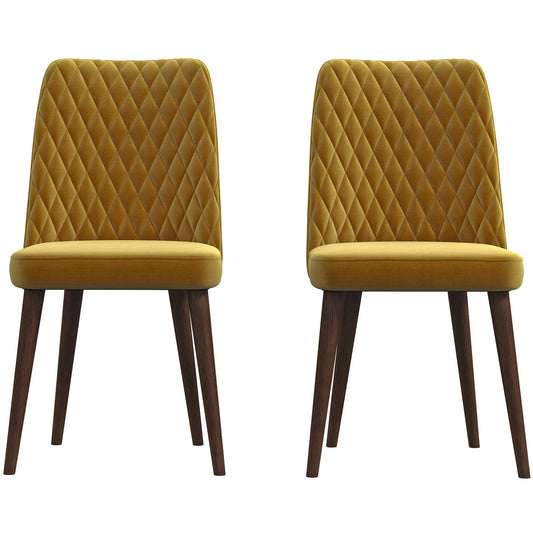Easy To Clean With Removable Covers Katie Mid-Century Modern Velvet Dining Chair   Set Of 2   In Yellow, Solid Wood Structure, 28 X 18 X 36 Inches For Home Kitchen