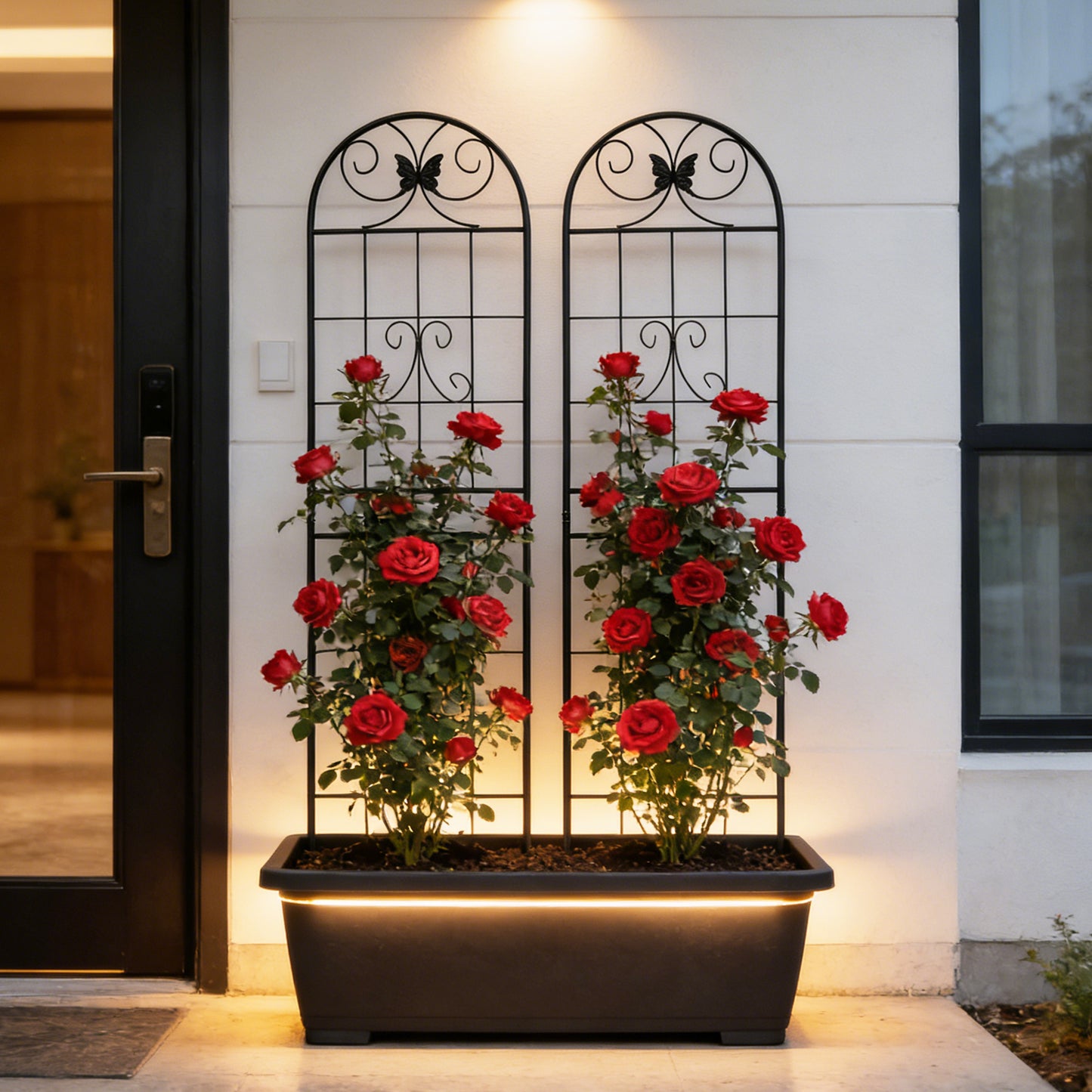 2 Pack Metal Garden Trellis 71  X 19.7  Rustproof Trellis For Climbing Plants Outdoor Flower Support Black