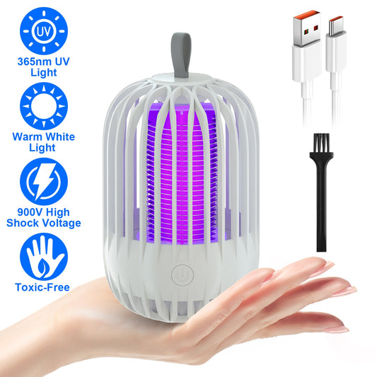 1Pc 900V High Voltage Cordless Indoor Bug Zapper Type C Rechargeable Mosquito Lamp Trap Portable Electric Mosquito Killer With Hanging Strap Night Light For Home Camping Patio