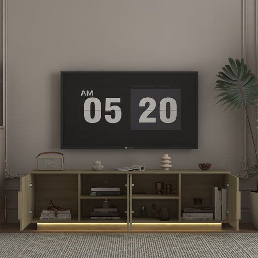 TV Stand With 16 Color LEDs,68 Modern TV Stand, TV Cabinet Entertainment Center For 55 60 65 Inch TV