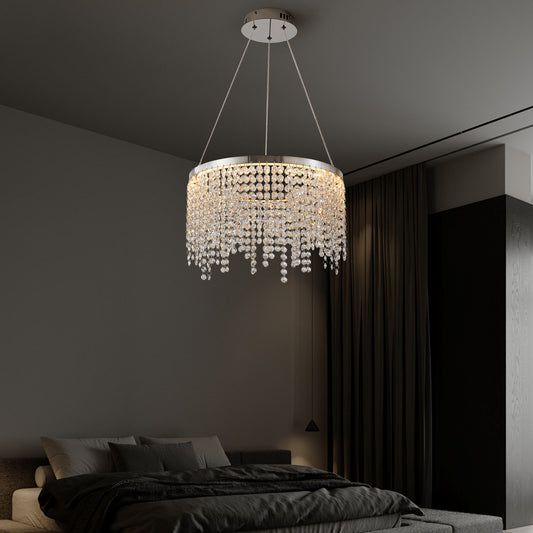 16-inch Luxury Crystal LED Chandelier - Adjustable Height And Color Temperature 3000K-6000K - Modern Chandelier For Living Room, Dining Room And Bedroom
