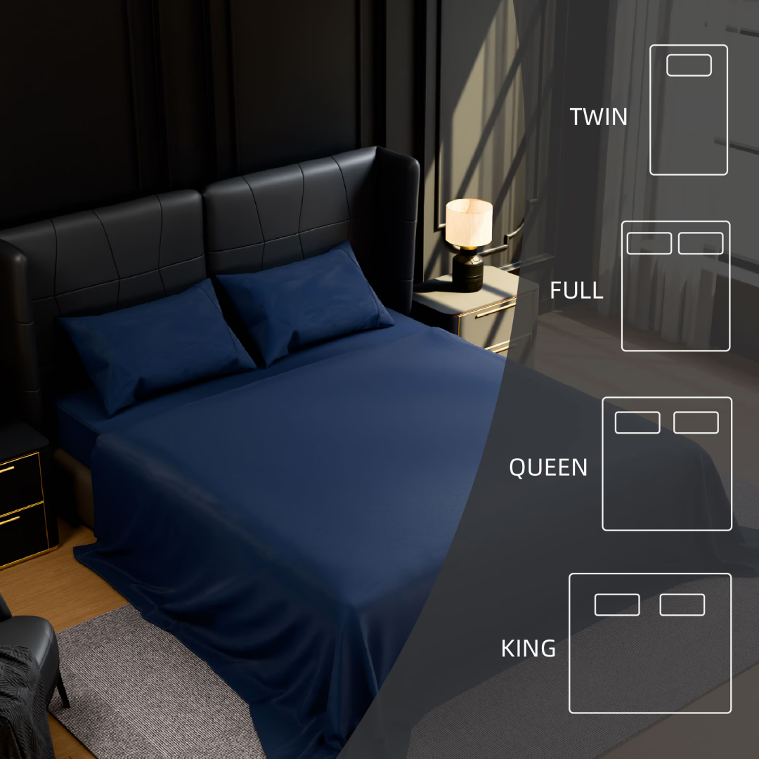 Bedding Queen Bed Sheets Set - 4 Piece Bedding - Brushed Microfiber - Shrinkage And Fade Resistant - Easy Care Queen, Navy Blue