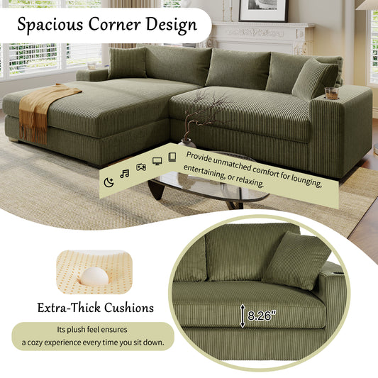 Mirod Large Sectional Sofa With Thick Cushions, And Built-in Cup Holders & Charging Ports