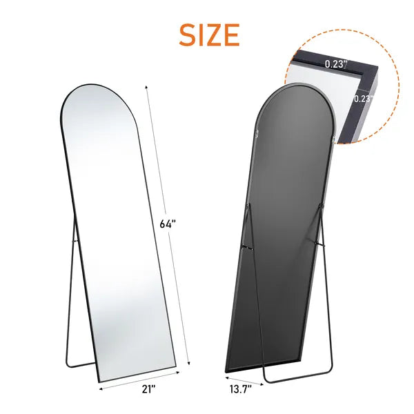Floor Standing Mirror, Wall Mirror With Stand Aluminum Alloy Thin Frame,21'X64'