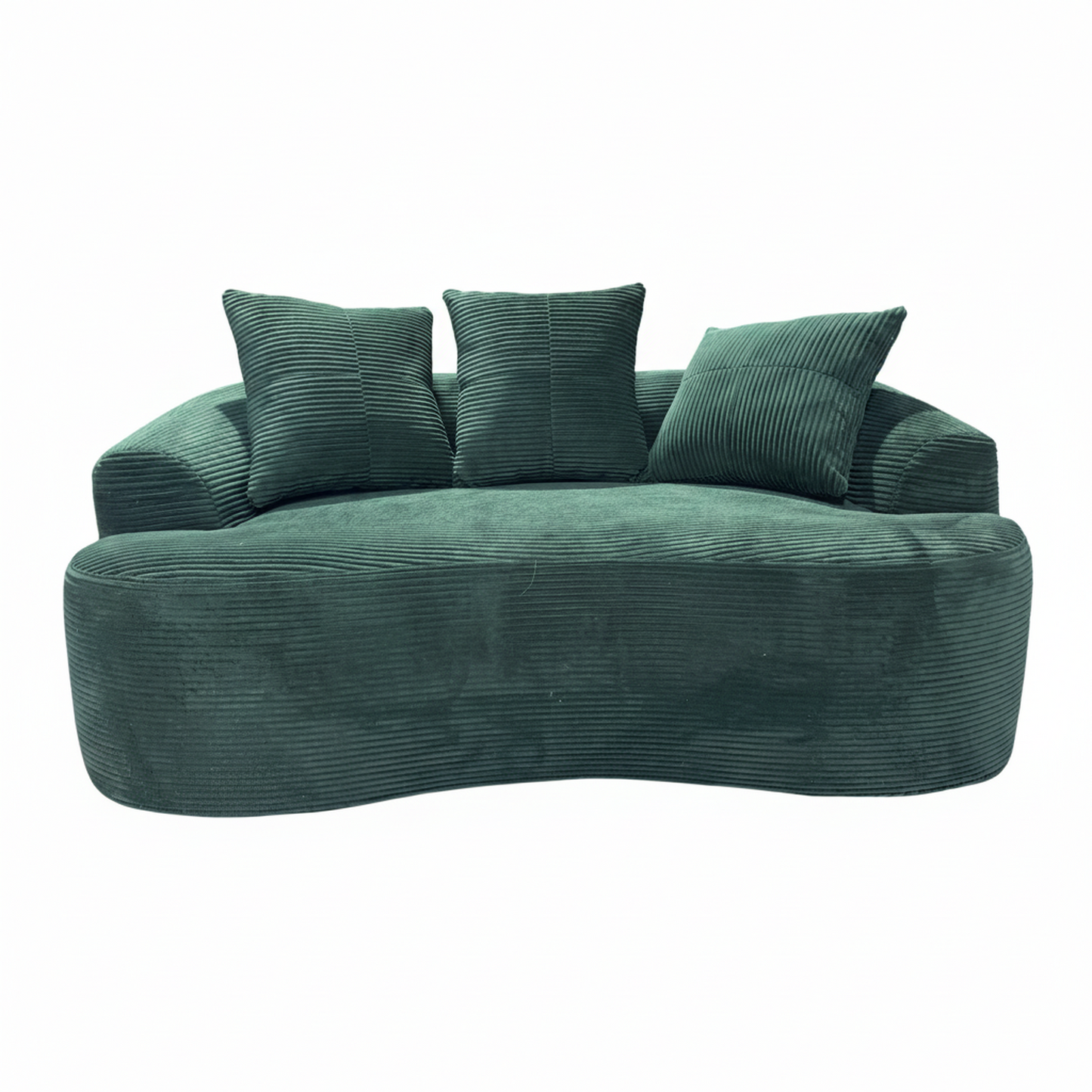 65.35   Curved Loveseat Sofa With Pocket Spring Cushions For Soft Seating, Small Space Couch With 3 Throw Pillows, No Assembly Needed, Dark Green