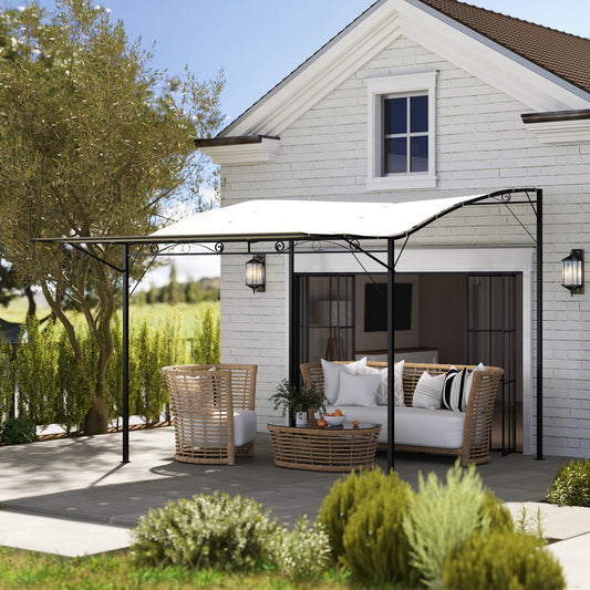 10' X 8' Outdoor Pergola And Patio Gazebo For Garden, Camper, Deck, Doors And Windows, Cream White