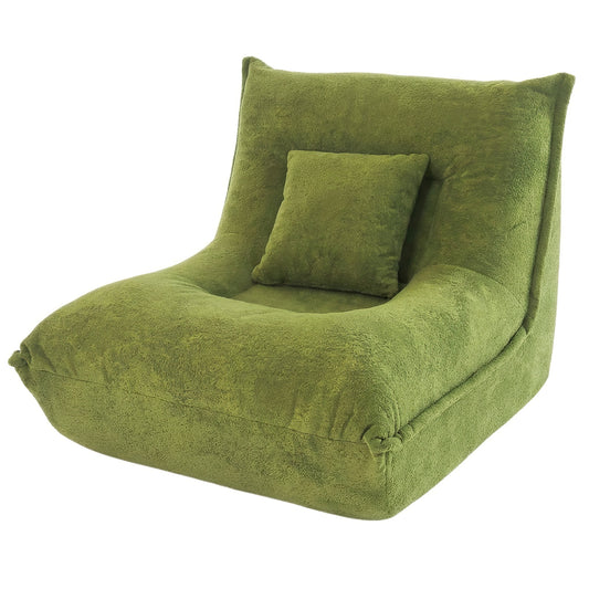 Lounge Chair With Pillow High Resilience Foam Single Sofa Indoor Couch For Bedroom Game Living Room Green No Assembly Required