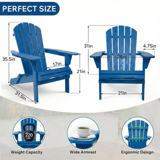 Wood Lounge Patio Chair For Garden Outdoor Wooden Folding Embossed Adirondack Chair Solid Wood Lounge Patio Chair With Wood Grain