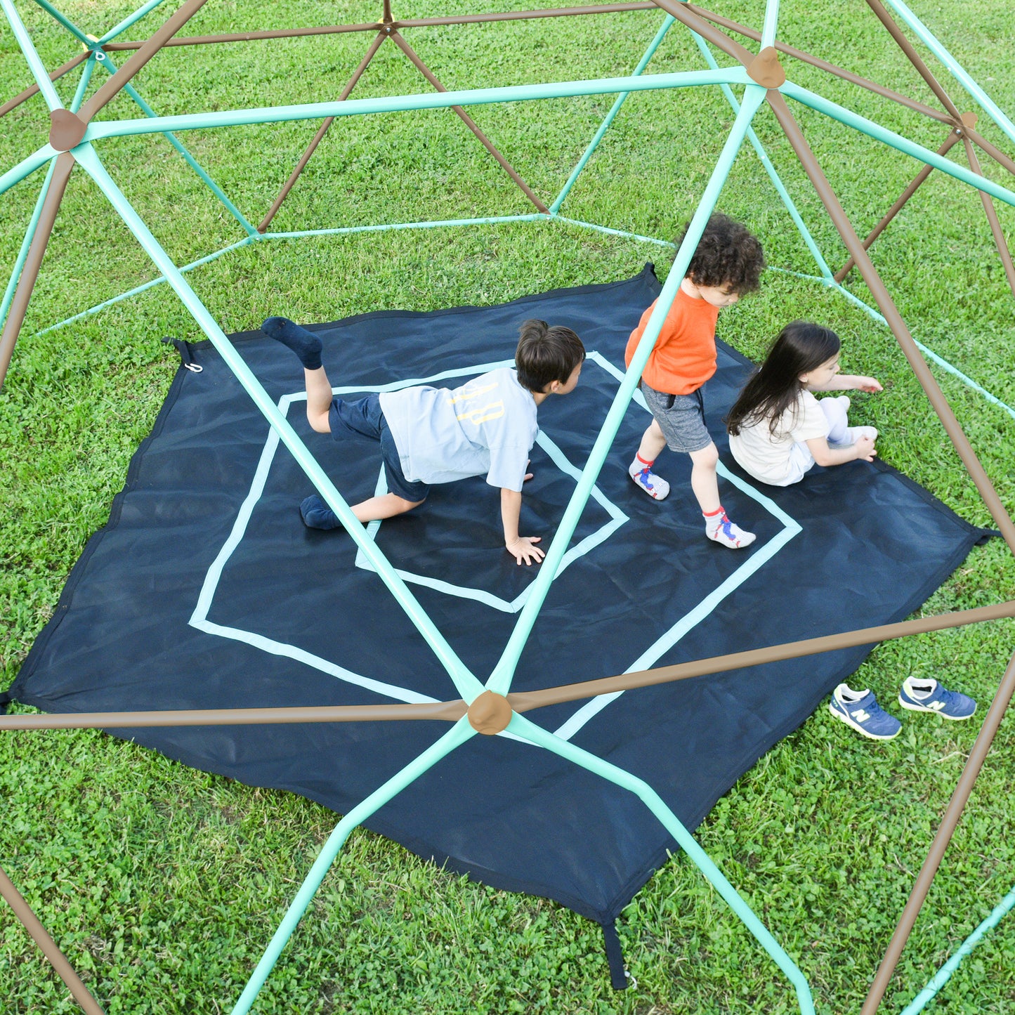 12ft Geometric Dome Climber Play Center, Kids Climbing Dome Tower With Hammock, Rust & UV Resistant Steel Supporting 10 0 0 LBS