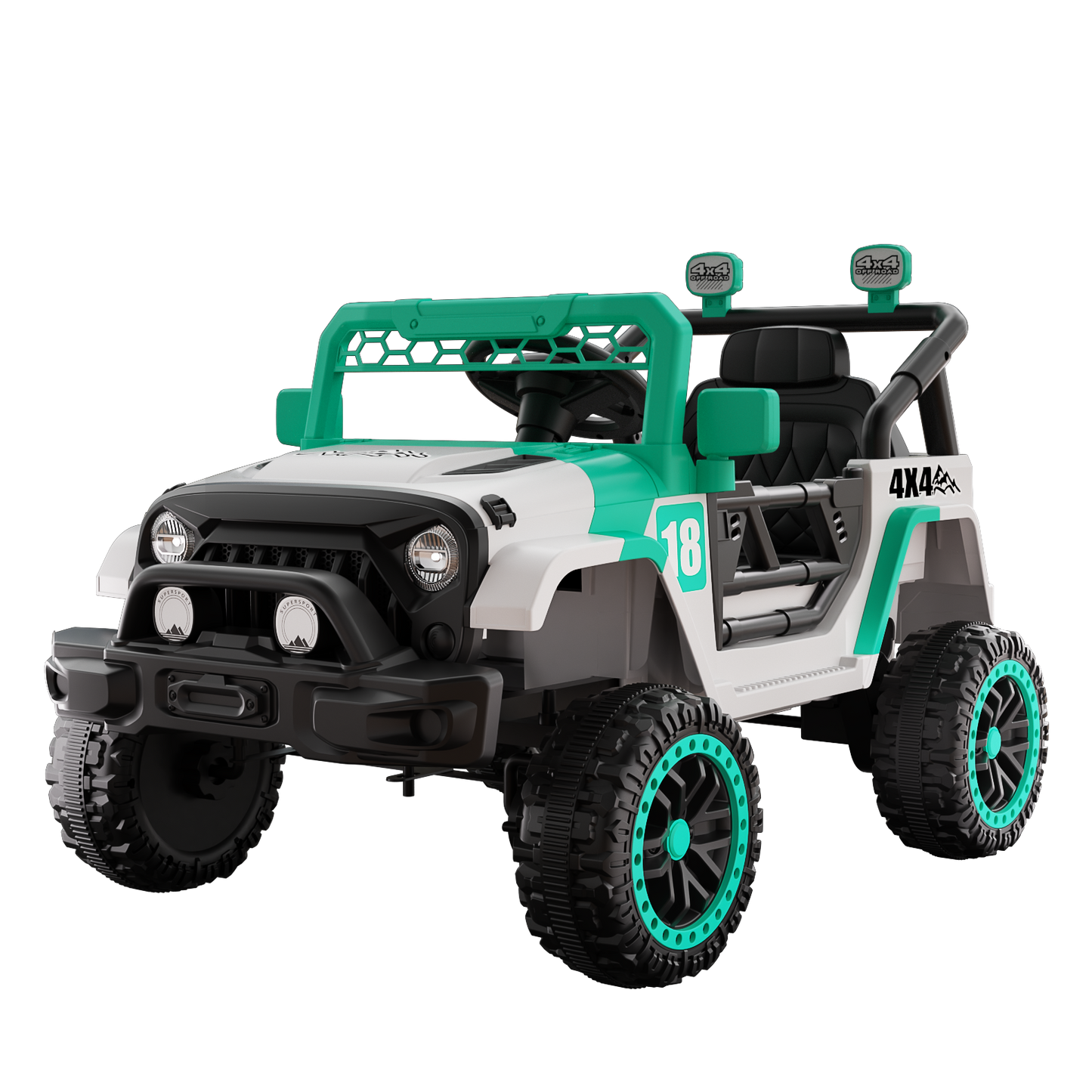 12V Ride On Car With Parent Remote Control, Toddler Electric Car With Spring Suspension, LED Lights & Music Player - Safe Battery Toy For Kids, Christmas & Birthday Gift  WIGHT GREEN