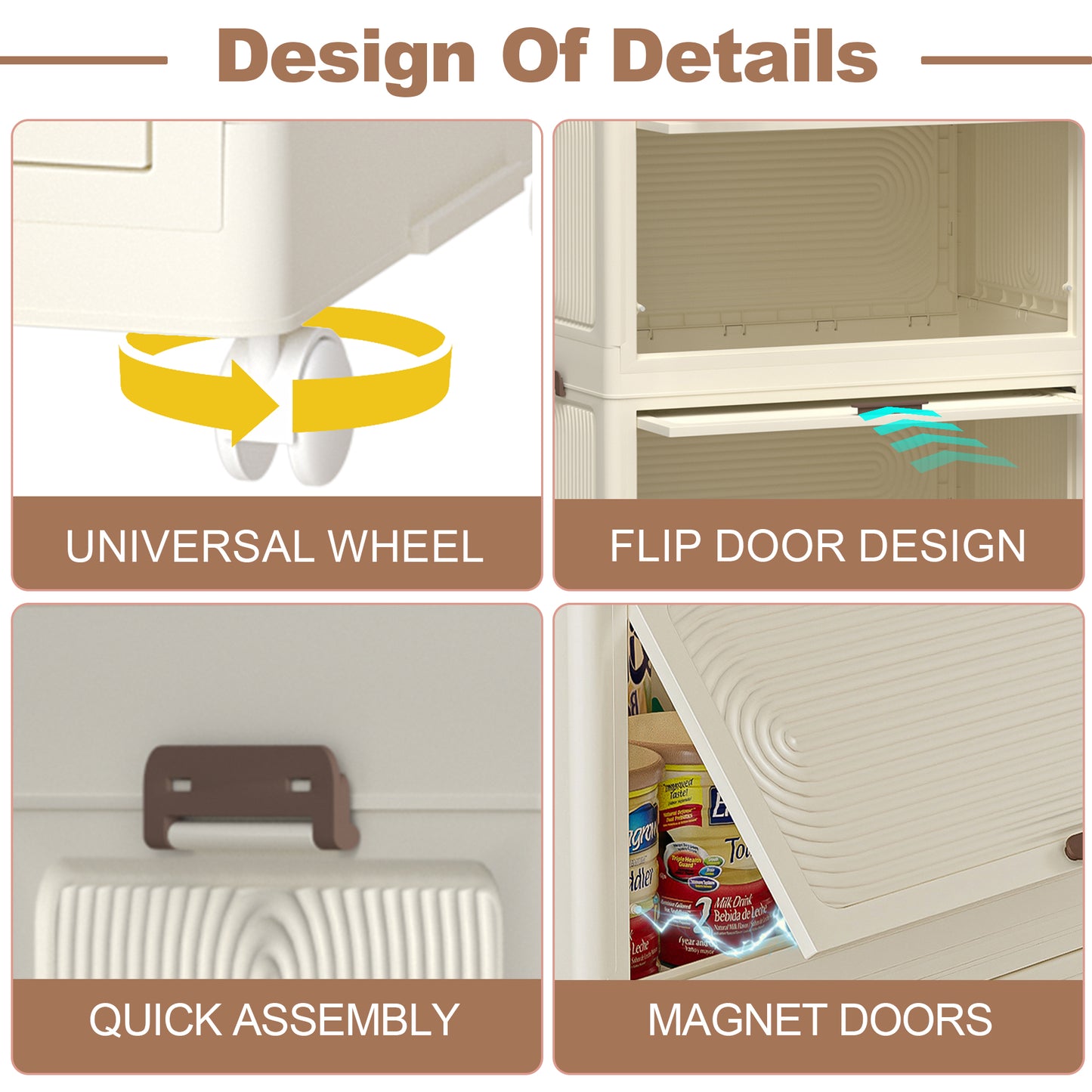 Portable Wardrobe Closet Storage Organizer For Clothes,Clothes Dresser, Magnetic Doors With 4 Cubes &  Hanging Rod,10 Pcs Hangers , Baby Wardrobe Storage Cabinet,White