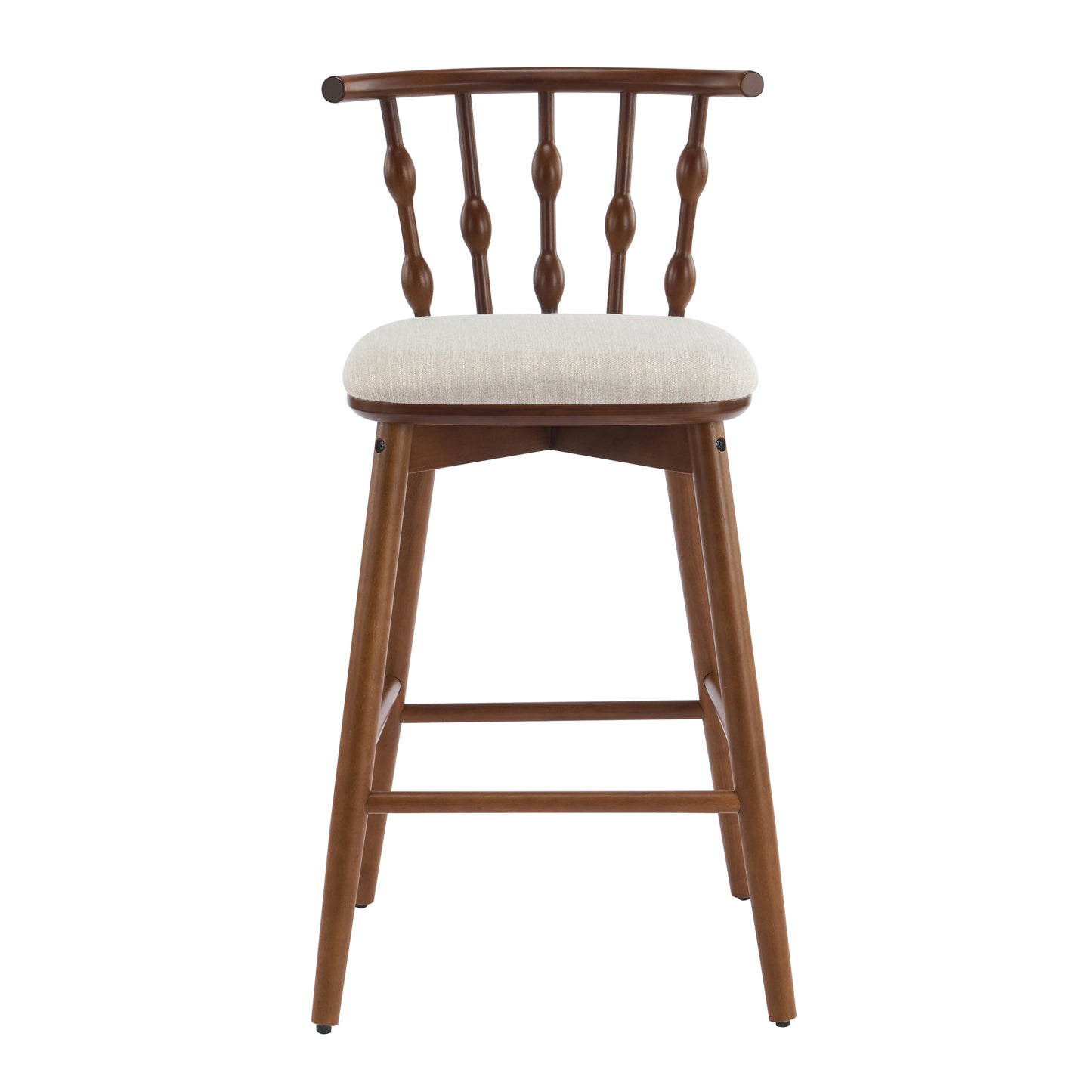 Doria Indoor Wooden Barstool  Walnut Finish With Beige Upholstery  Set Of 2