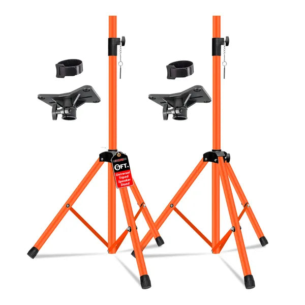 5 Core Speaker Stand Tripod Pair Floor Heavy Duty Adjustable Up To 72 Inch DJ Studio Monitor Stands Pole Mount - SS HD 2PK ORG WOB