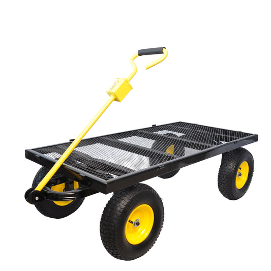 BIG  Wagon Cart Garden Cart Trucks Make It Easier To Transport Firewood Yellow Black Maximum Static Load Is 880 Lbs.