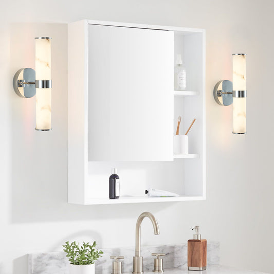 Resin Imitation Marble And Chrome Wall Sconce, Set Of 2,Modern Vertical Light Fixture For Bathrooms, Hallways, And Bedrooms Only Indoor