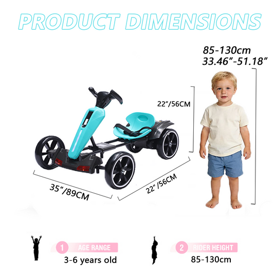 12V Electric Kids Pedal Go Kart,Folder Go Kart,Outdoor Ride On Toy With Adjustable Seat,4 Non-Slip EVA Wheels For Boys And Girls For Age 3-6 Years Old
