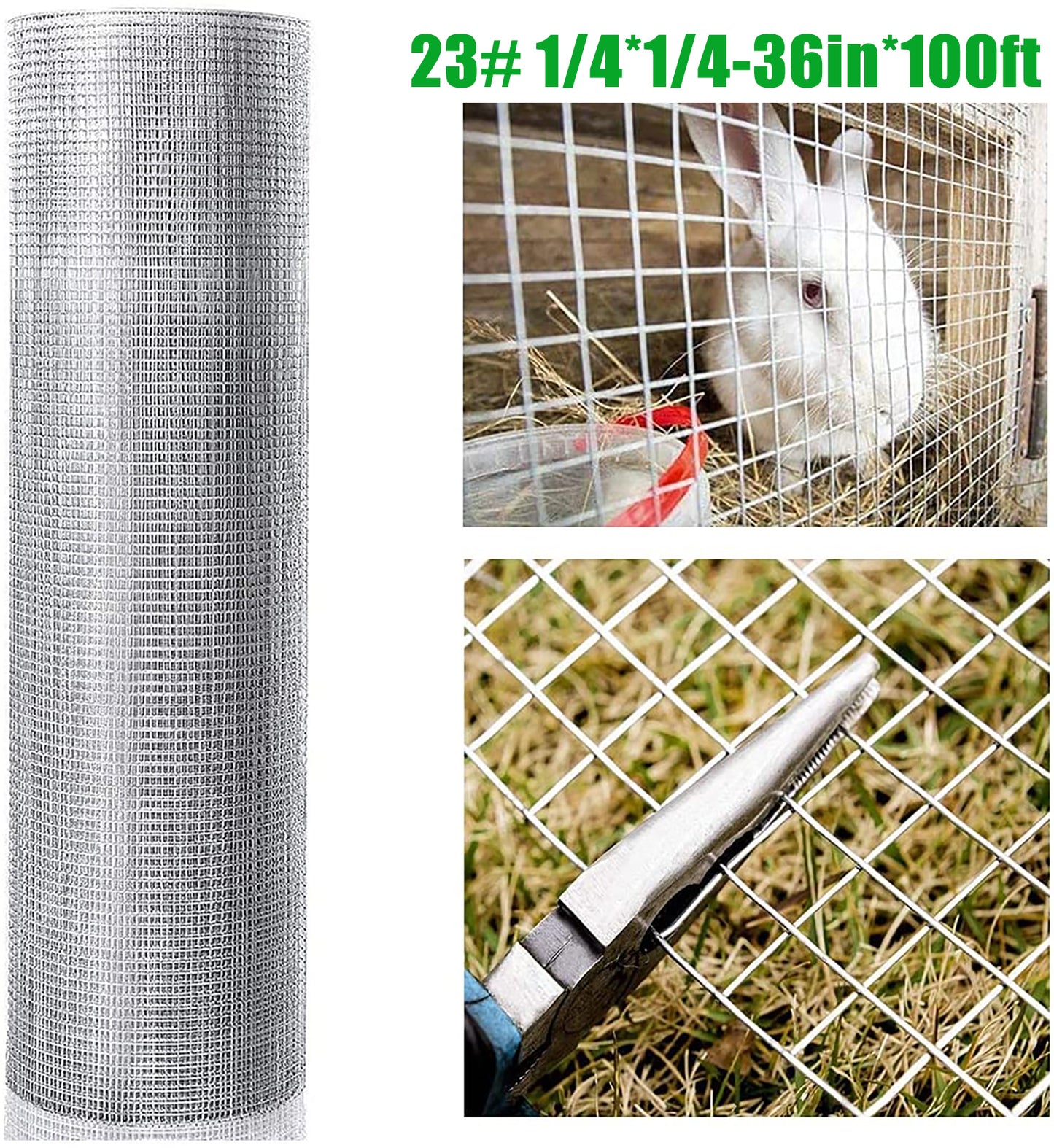 Hardware Cloth  23 Gauge, Hot-dip Galvanized After Welding Chicken Wire Fence Roll Garden Plant Welded Metal Wire Fencing Roll, Rabbit Cages Snake Fence
