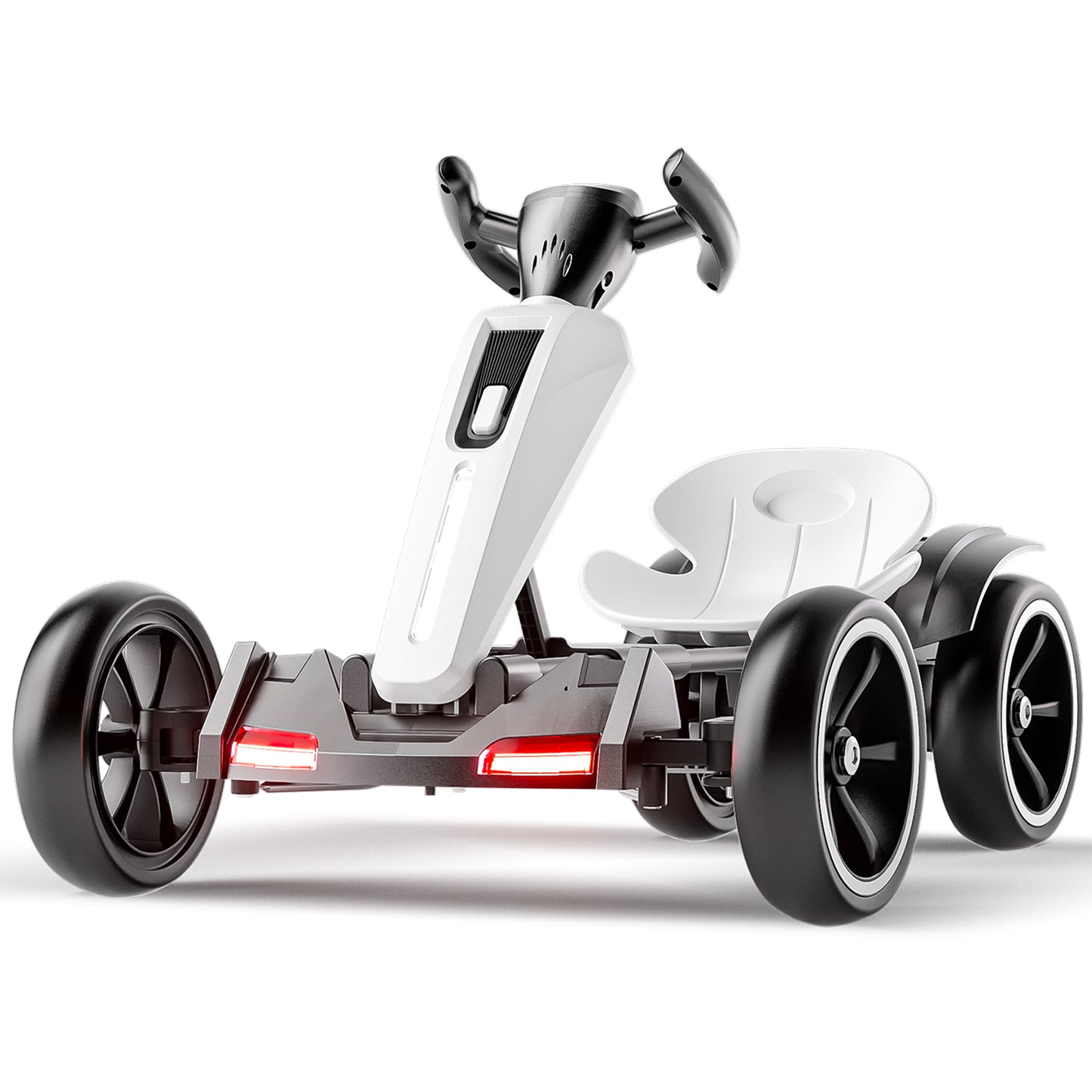 12V Electric Kids Pedal Go Kart, Folder Go Kart, Outdoor Ride On Toy With Adjustable Seat, 4 Non-Slip EVA Wheels For Boys And Girls For Age 3-6 Years Old, White