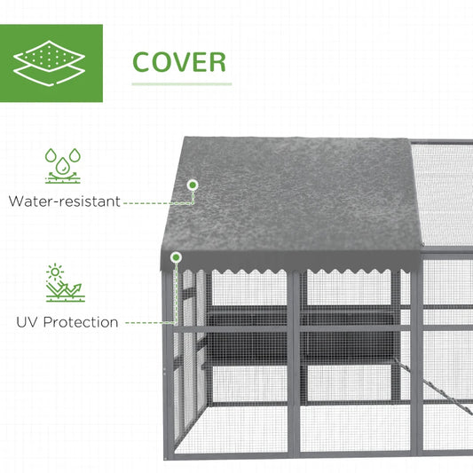 Large Chicken Coop With Nesting Box, Water-Resistant And Anti-UV Cover For 8-12 Chickens, GrayMultiple Packages Shipped. Please Pay Attention To The Dimensions And Weight In The Details.