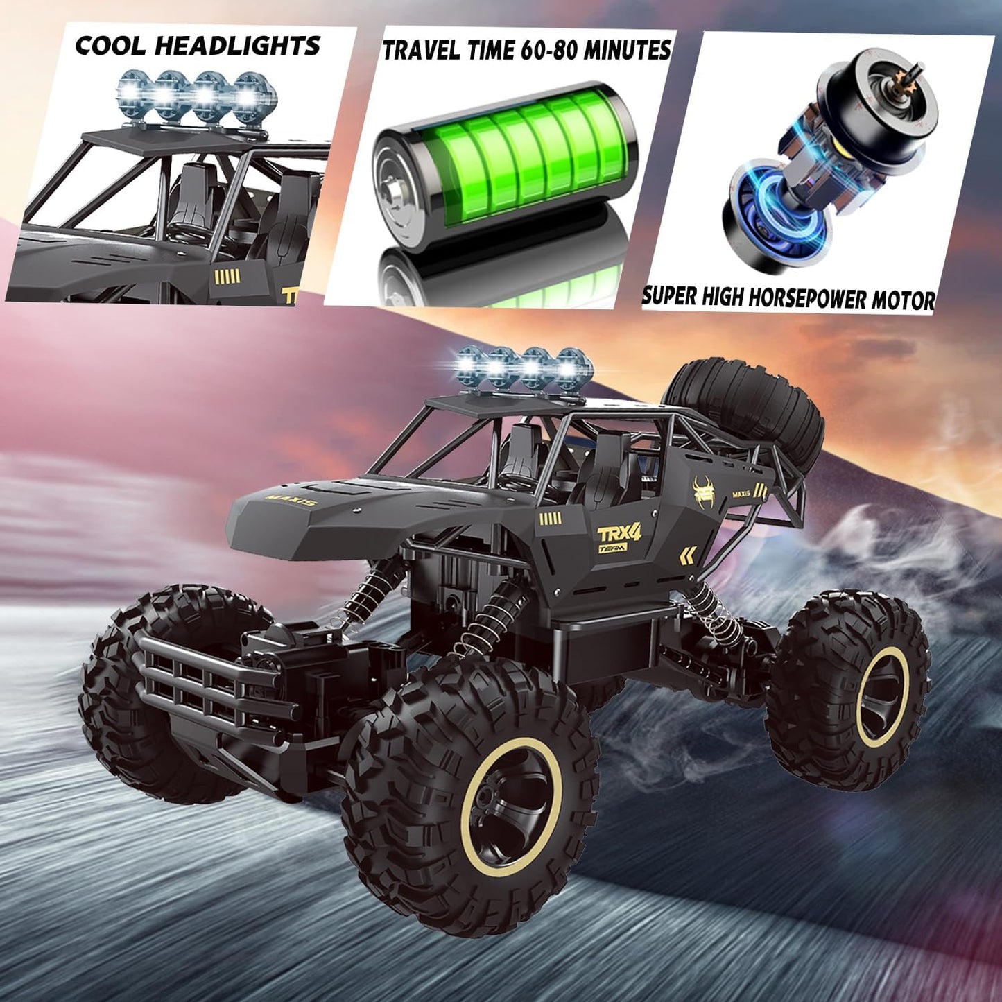 TEMU Can't Sale. UK Rc Car Rock Crawler Rechargeable Off Road Truck 4WD , Metal Shell LED Headlights Remote Control Off Road Car Truck,Logistics Is Randomly Sent By Amazon Logistics,Royal Mail,