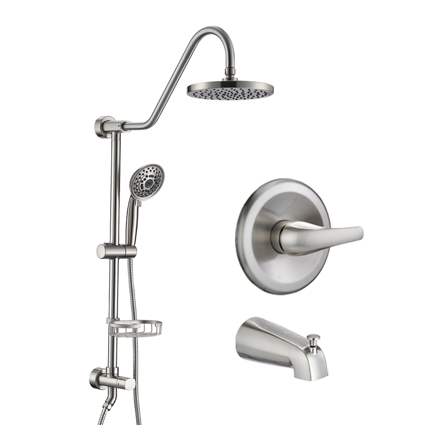 Shower Head With Handheld Shower System With 8  Rain Shower Head With Tub Spout  Rough-in Valve Included