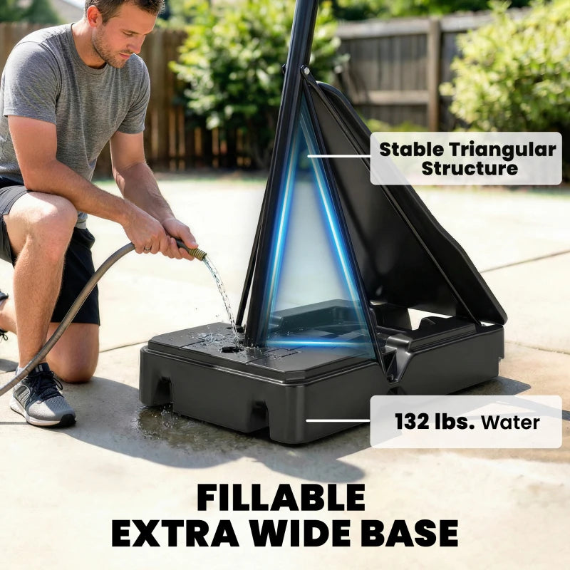 Portable Basketball Hoop Outdoor, 8-10ft Adjustable Basketball Goal, 47 Inch Shatterproof Backboard, Hand-Crank Lift