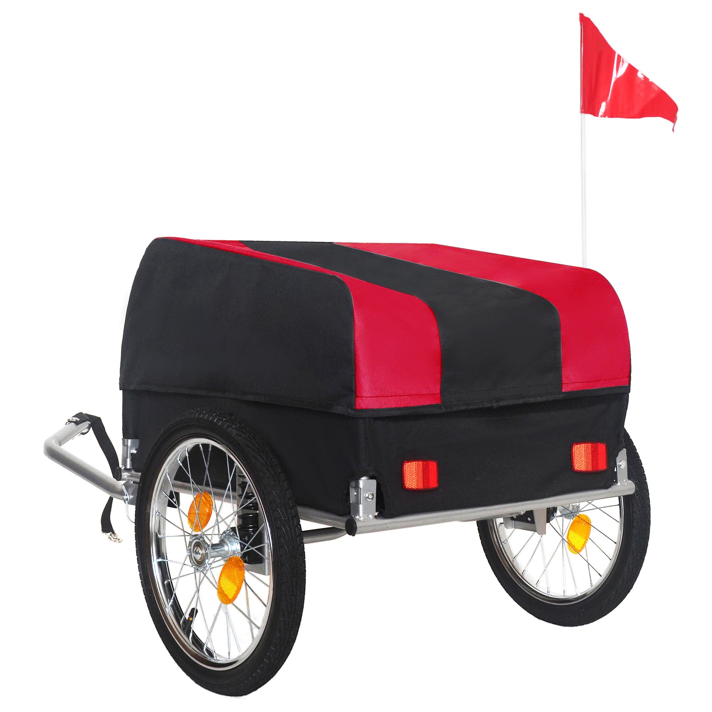 Heavy- Duty Bike Cargo Trailer With Removable Waterproof Cover -  88 Lbs Capacity  16  All- Terrain Wheels & Foldable Design For Camping  Groceries Red Black