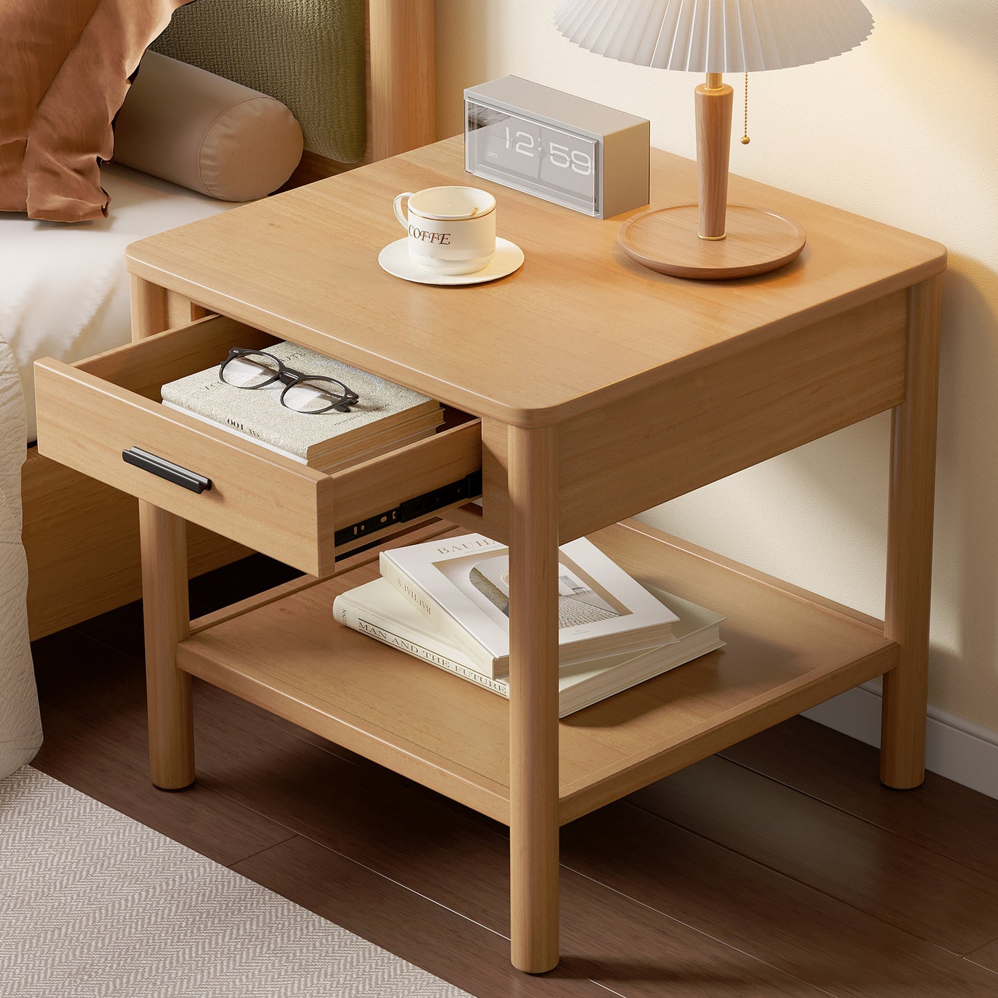END TABLE K D WITH 1 DRAWER,NATURAL COLOR
