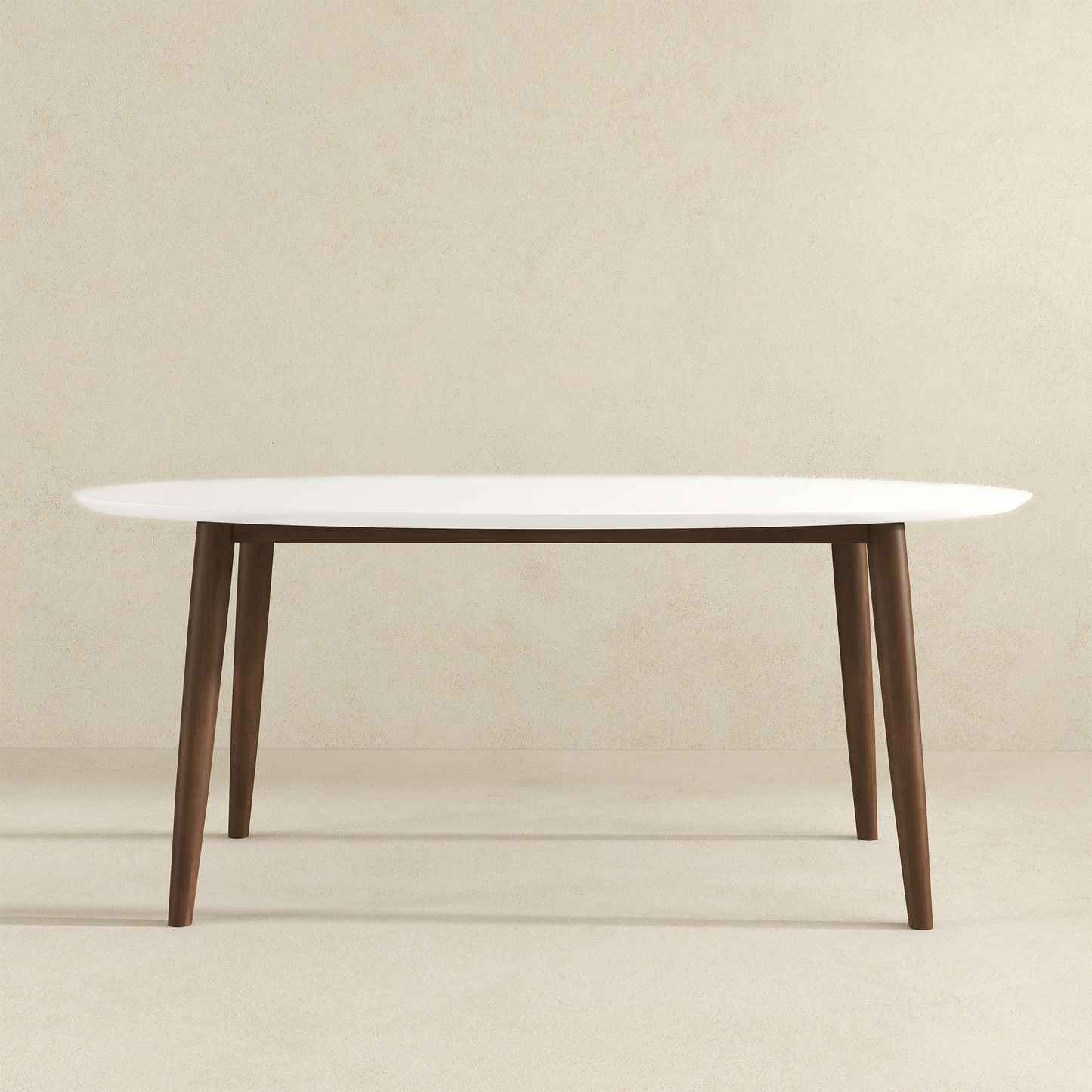 Ada Mid Century Modern Style Solid Wood White Top Oval Dining Table And 4 Side Chairs