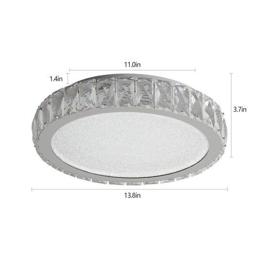 Crystal LED Ceiling Light, 13.8-Inch Flush Mount, 38W Dimmable Modern Fixture, Energy-Saving, Perfect For Living Room, Bedroom, Kitchen