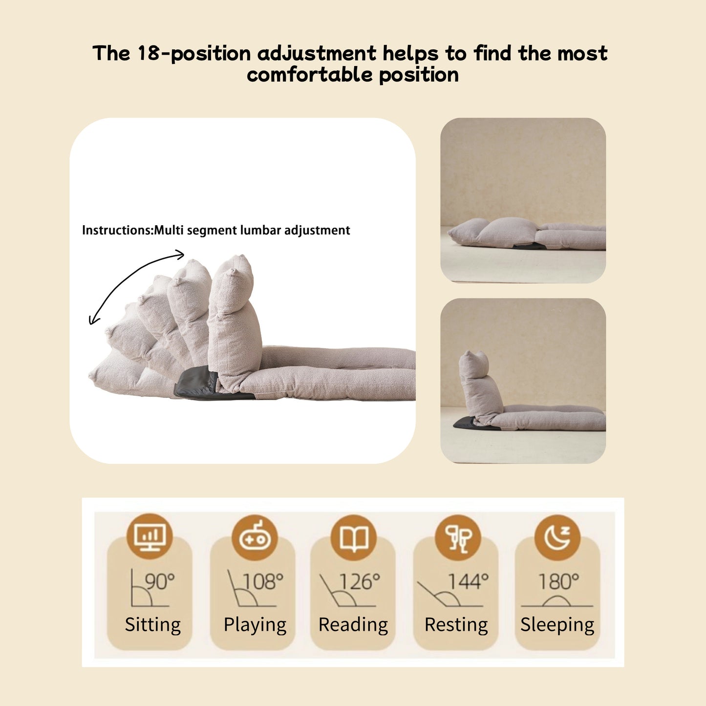 Adjustable Head And Waist,U-shaped Full-body Recliner For Sleeping,reading And Physiotherapy