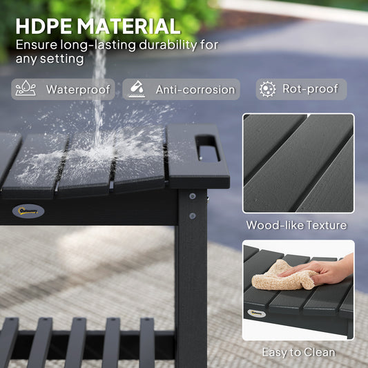 Shower Bench, Waterproof Shower Stool With Handle, Storage Shelf, Non-Slip Pads For Indoor Outdoor, Black