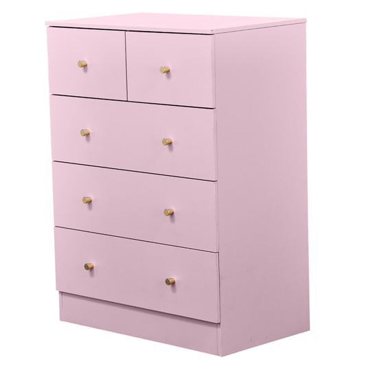 25.98inx15.75inx35.83in  LxWxH  4-Tier 5-Drawer Cabinet Drawer Dresser With Gold Handles Macaron